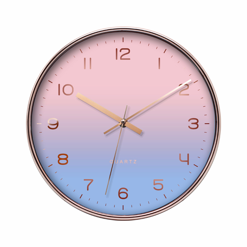 12 Inch Rose Gold Frame Fashion Pink Plastic Wall Clocks