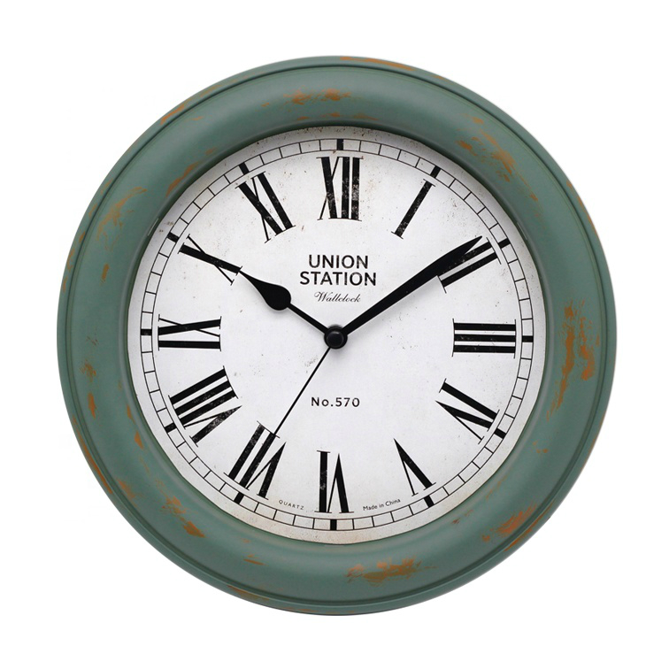 8 inch Green American Antique Style customized plastic Wall Clock