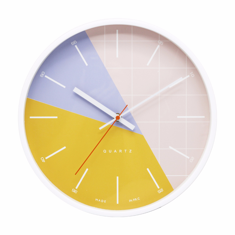 Multi color splicing design home wall decorative plastic wall clock