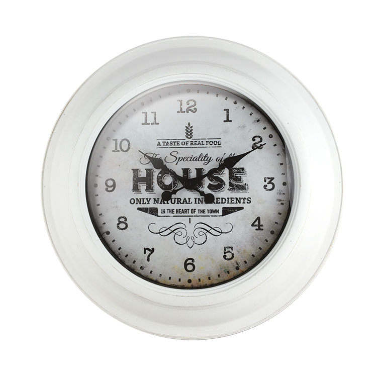 Oversize White Frame and Retro Underside Design Living Room Wall Clock Decor