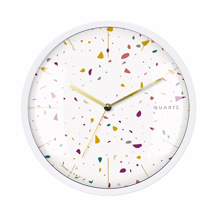 White household style plastic wall clock with waterstone design in best seller