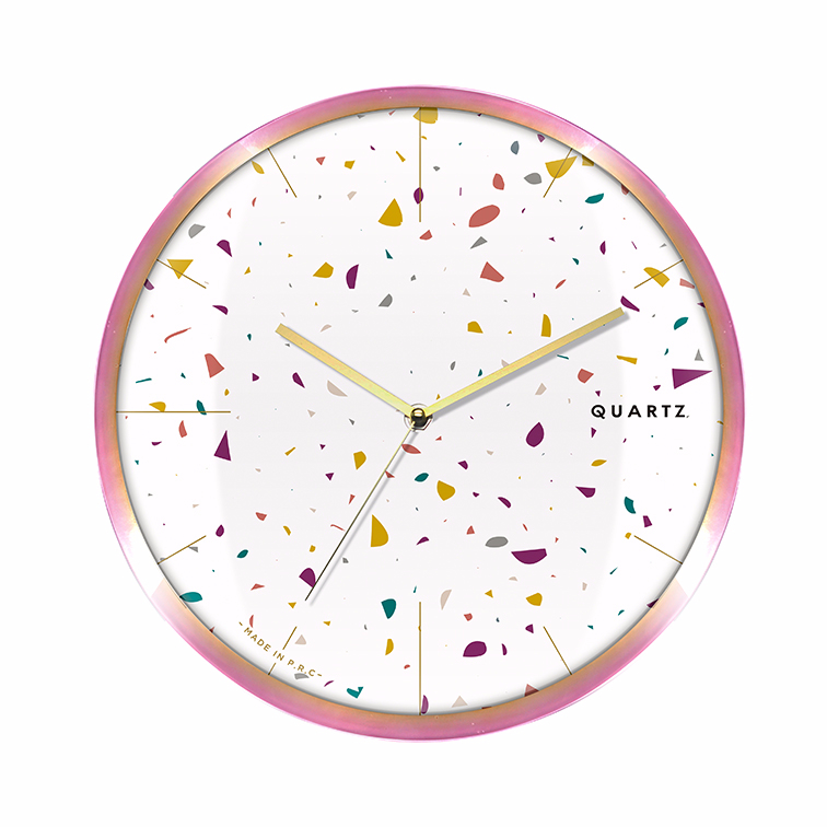 Side color plastic frame with waterstone design clock for wall decoration
