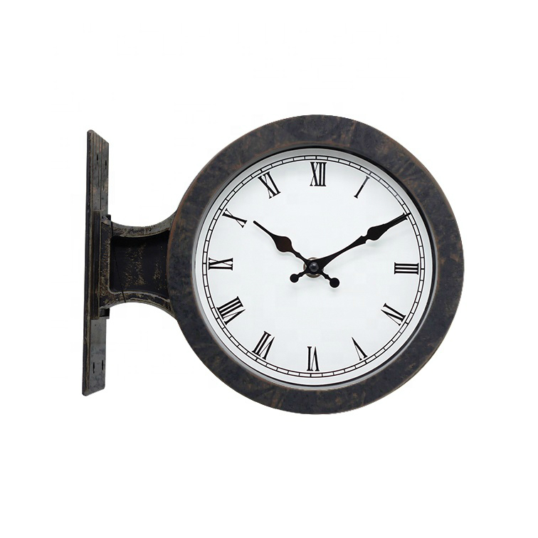 10 inch Wall-mounted Vintage Double Sided Wall Clock with Temperature