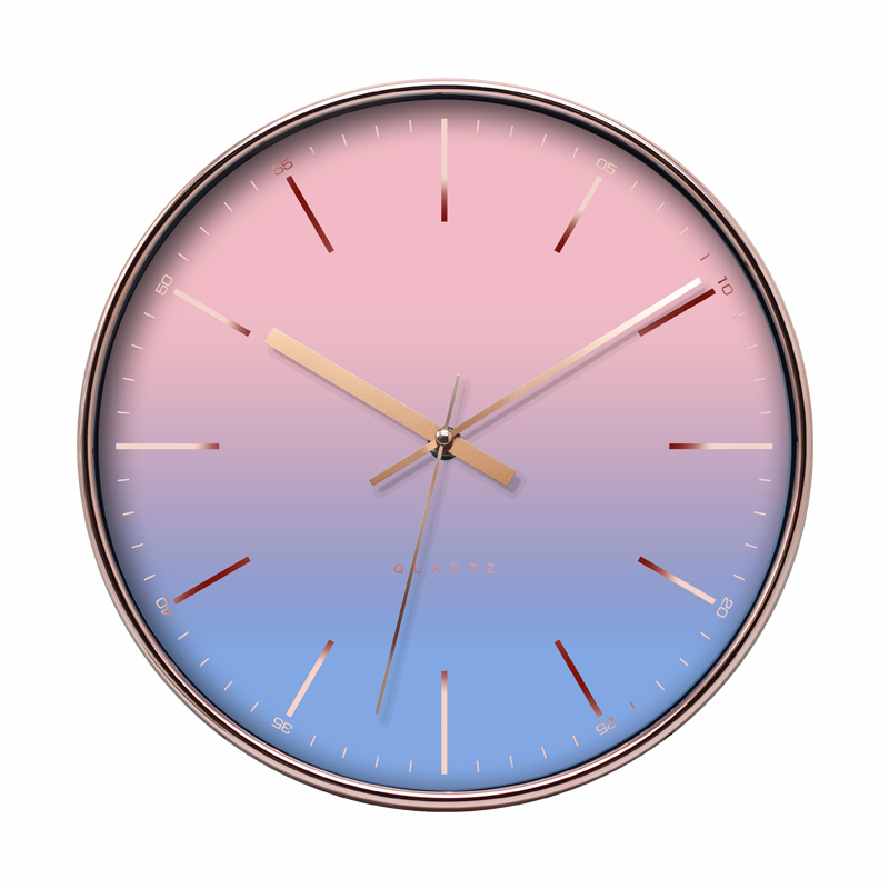 12 inch Round Chiming Cheap Wall Clocks Plastic Customized Color Gradient Design Clocks