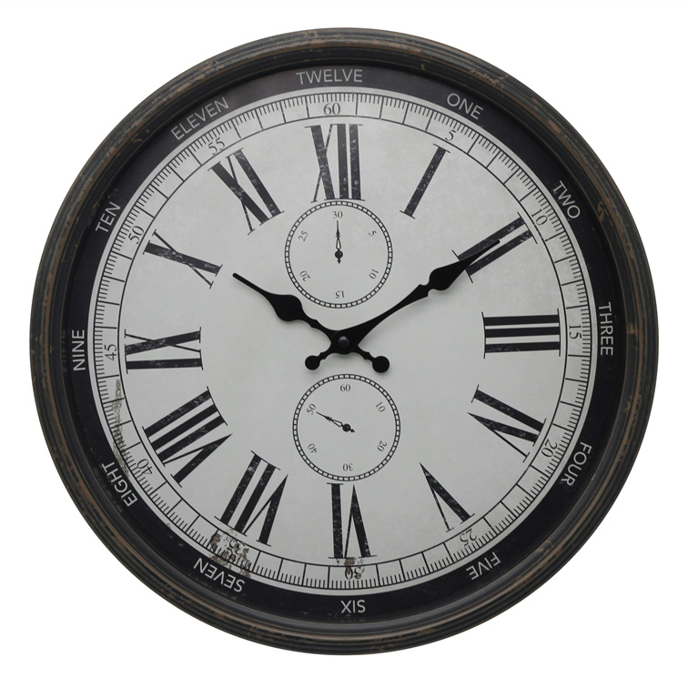 Large Size Antique European style Wall Clock Plastic Framed with Temperature and humidity dial decorative