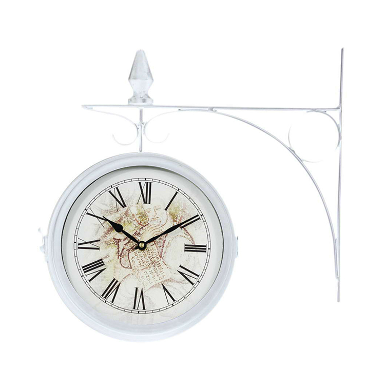 double face metal station clock european style classic old time iron clock for decoration