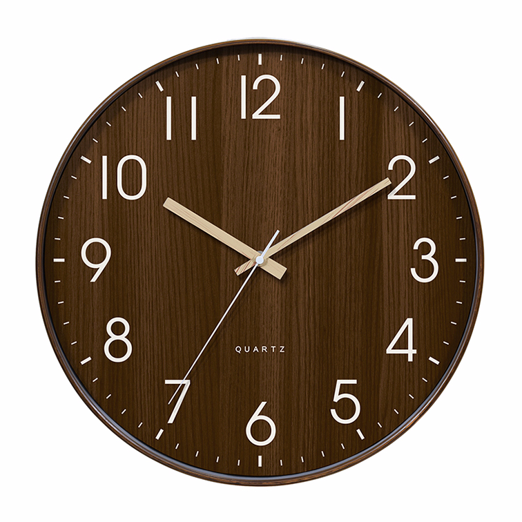 14 inch Large Wall Clock Plastic Wood Wall Clock Background Design for Home Office Hotel