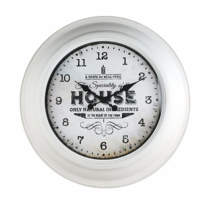 Oversize White Frame and Retro Underside Design Living Room Wall Clock Decor