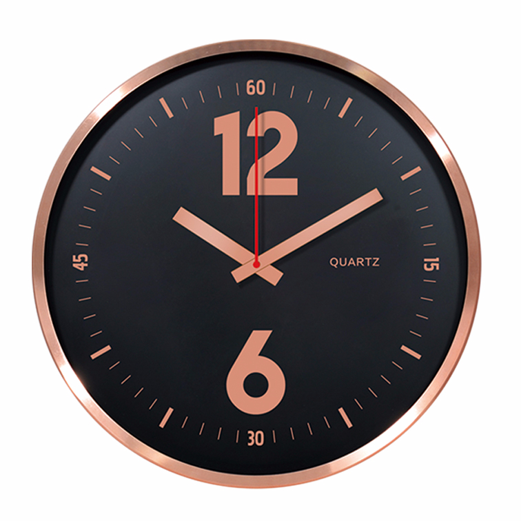 12 Inch Rose Gold Aluminum Frame Creative Digital Designed Living Room Wall Clock