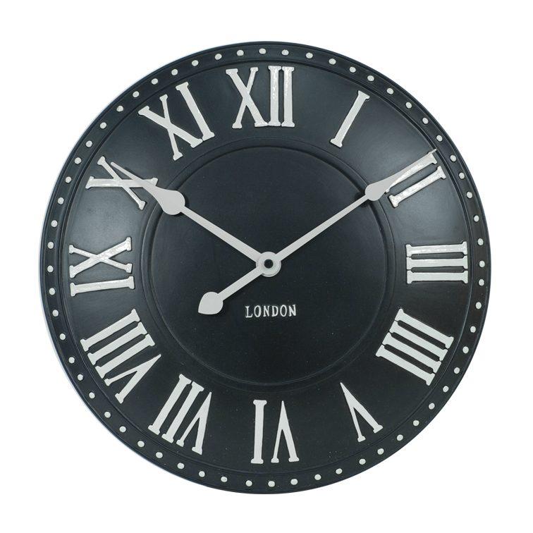 Glossy black color resin wall clock