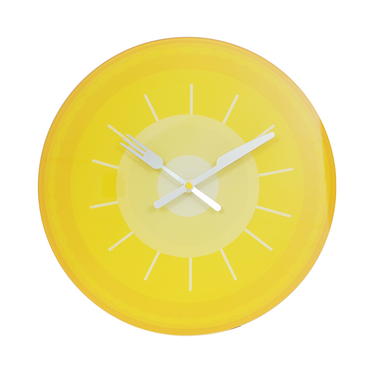 DEHENG New Design 12 inch kitchen clock with knife and fork glass wall clock