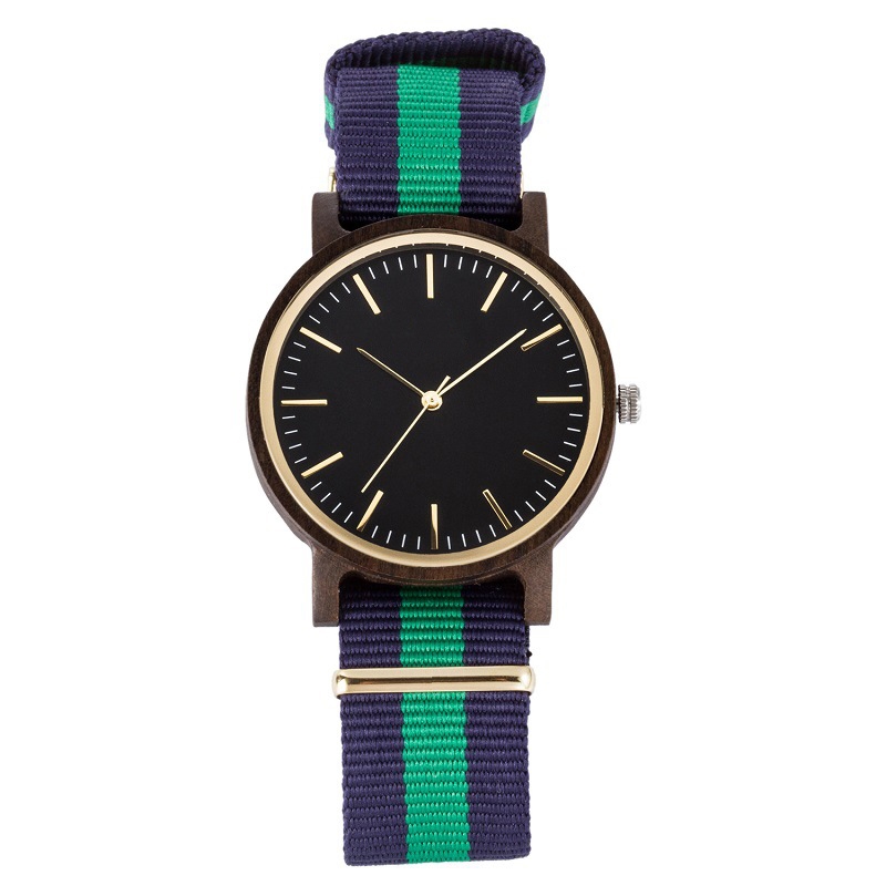 Unisex Watch Fashion Wood Watch Personalized Colorful Nylon Strap Wooden Watches for Men and Women