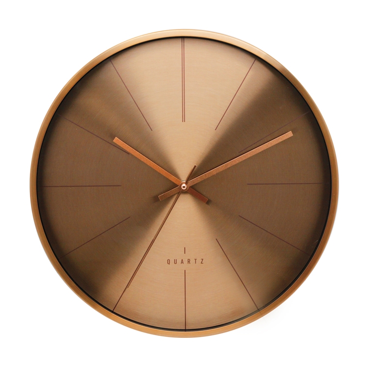 DEHENG 16 inch Dark Cooper Modern Decorative Large Metal Wall Clock